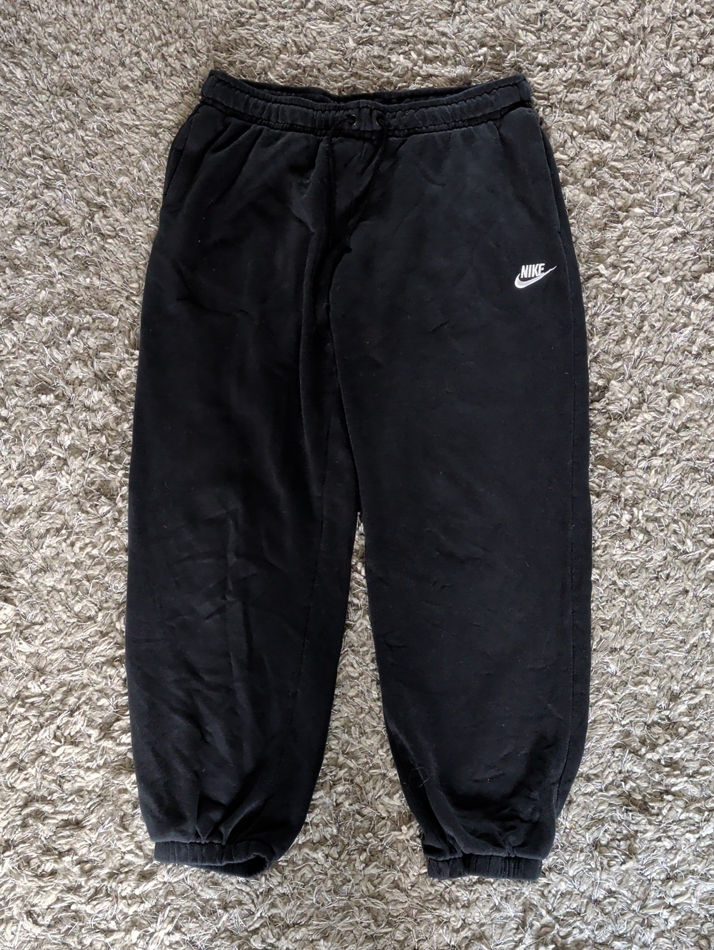 Nike Black Jogger Sweatpants with White Swoosh
